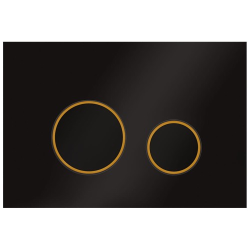 Czarna płytka przycisków; obwódki przycisków w kolorze złotym z matowym