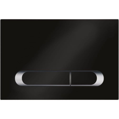 Czarna matowa przycisków do WC M09 V1. Obwódki przycisków chromowane