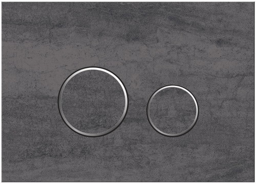 Płytka przycisków do WC wykonana ze spieku kwarcowego, o powierzchni przypominającej ciemny beton